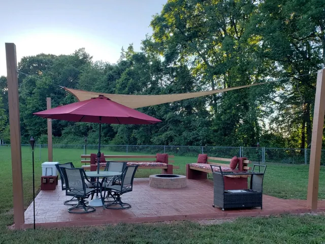 Patio and pergola with seating